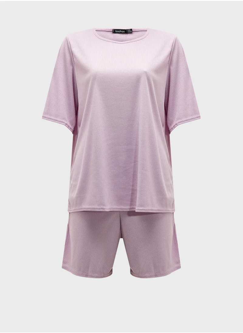 boohoo Crew Neck T-Shirt & Mini Shorts Set