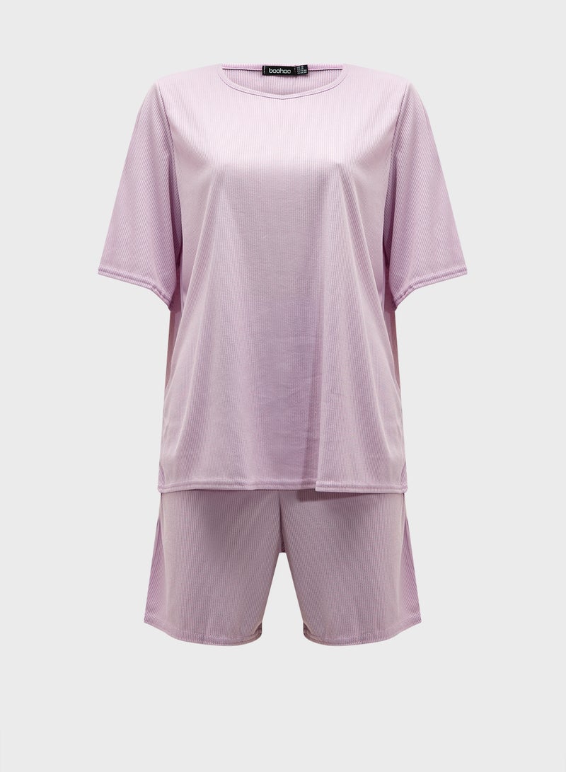 boohoo Crew Neck T-Shirt & Mini Shorts Set - Image 1