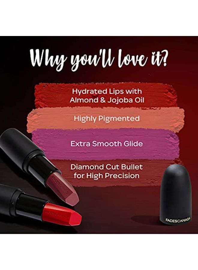 Faces Canada Weightless Matte Lipstick, Enriched With Jojoba And Almond Oil, Highly Pigmented, Smooth One Stroke Weightless Color, Keeps Lips Moisturized, Pink Lip Color, Fuschia Wave , 4Gm - Image 5