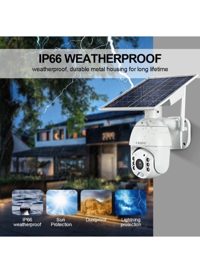 كروني كاميرا CRONY RBX-S10 الشمسية منخفضة الطاقة بتقنية 4G، بدقة 5 ميجابكسل ووضوح 1080 بكسل، مزودة بلوحة شمسية، مقاومة للماء، كاميرا مراقبة خارجية، كاميرا CCTV ذكية للمنزل الذكي، مزودة بخاصية إنذار صوتي ثنائي الاتجاه ضد التسلل - Image 3