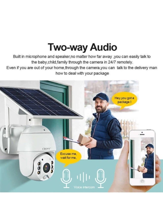 كروني كاميرا CRONY RBX-S10 الشمسية منخفضة الطاقة بتقنية 4G، بدقة 5 ميجابكسل ووضوح 1080 بكسل، مزودة بلوحة شمسية، مقاومة للماء، كاميرا مراقبة خارجية، كاميرا CCTV ذكية للمنزل الذكي، مزودة بخاصية إنذار صوتي ثنائي الاتجاه ضد التسلل - Image 5