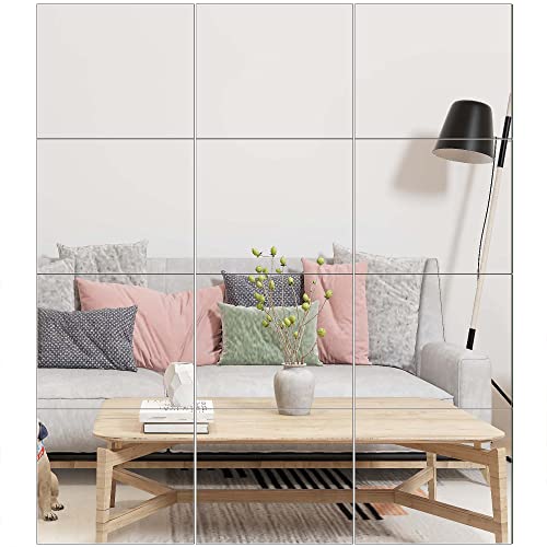 Ruomeng Gym Mirror Tiles - 14" x 12" x 12Pcs Wall Mounted Mirror Glass Frameless Full Length Mirror Tiles for Home Gym, Bedroom, Door & Bathroom - Image 1