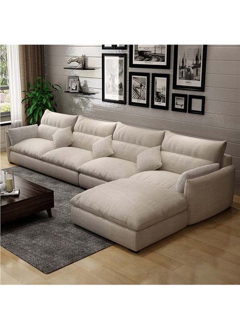 L- Shape Sofa Biege Linen 200Lx300Wx80H.