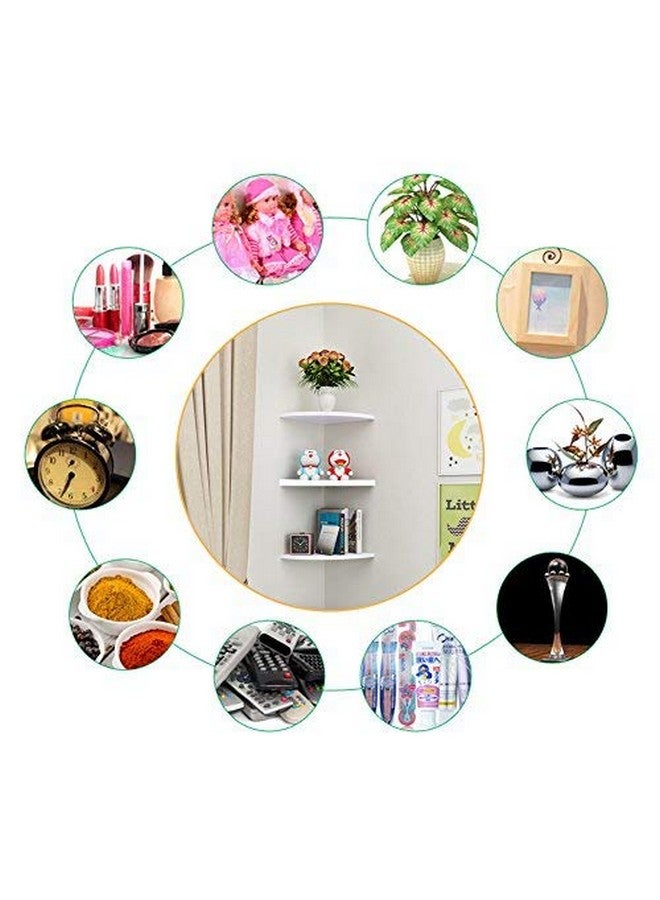 GOTOTOP رف زاوية عائم رفوف حائط رف تخزين مثبت على الحائط رف تخزين 3 طبقات رف خشبي أبيض لزاوية الحمام وغرفة النوم وغرفة المعيشة والمطبخ والمكتب والمزيد - Image 3