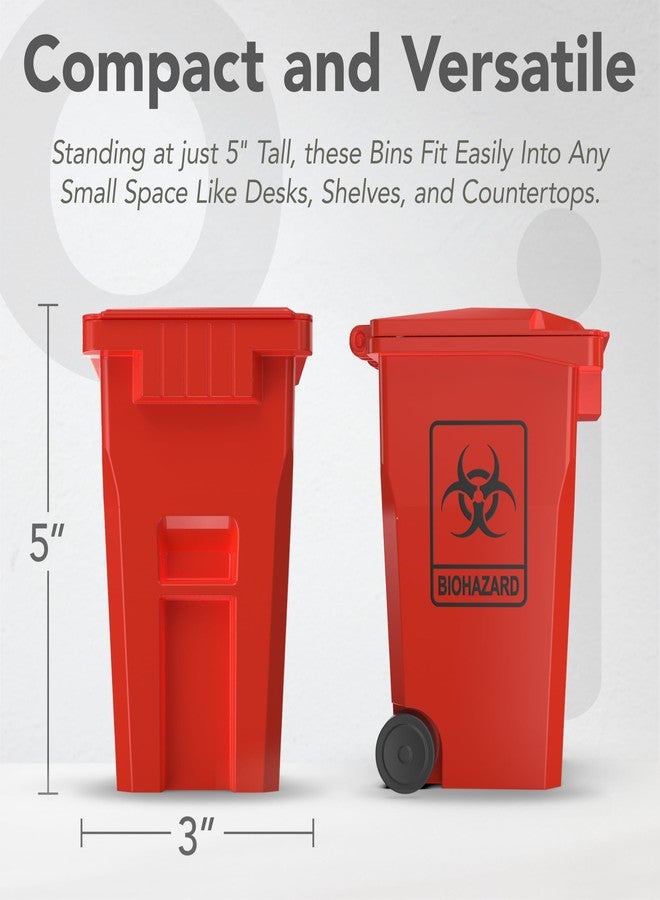 Wiosi Mini Biohazard Containers Pen Holder and Unique Tiny Garbage Trash Can with Lid Pencil Cup Desktop Organizer Red Yellow 2-Pack - Image 3