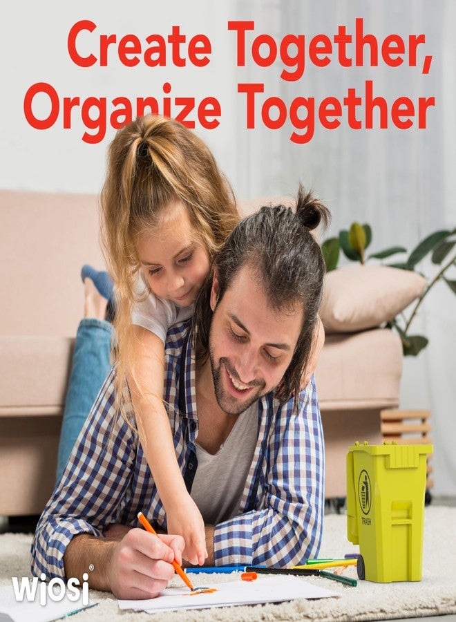 Wiosi Mini Biohazard Containers Pen Holder and Unique Tiny Garbage Trash Can with Lid Pencil Cup Desktop Organizer Red Yellow 2-Pack - Image 2