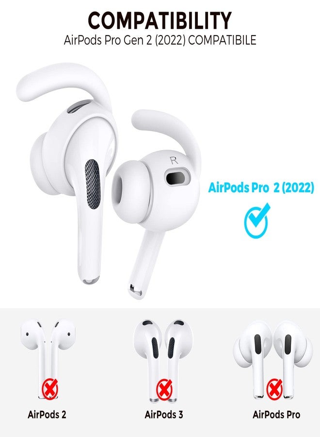 أهاستايل خطافات أذن AhaStyle AirPods Pro 2【حقيبة تخزين إضافية】3 أزواج من أغطية الأذن المانعة للانزلاق، ملحقات سيليكون متوافقة مع Apple AirPods Pro الجيل الثاني 2022 (3 كبيرة، بيضاء) - Image 2
