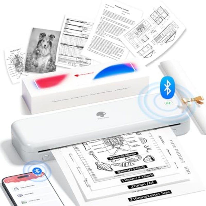 Upgraded Portable Printer, Inkless Thermal Printer Wireless, Support Multi-Size Thermal Paper, Compatible with iOS, Android and PC, Inkless Printer for Travel, Office, School 300dpi - Image 1