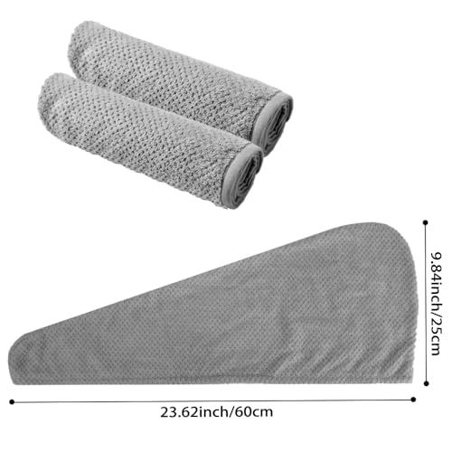 VToALARD Microfiber Hair Towel Wrap for Women 2 Pack Hair Wrap Towels Anti Frizz Large Hair Drying Towel with Button Grey Hair Turban Towel for Curly Hair Straight Wavy Wet Hairs Quick Dry Hair Towel for Girl - Image 2