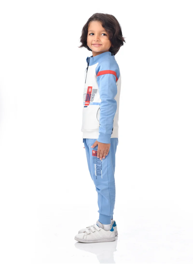 victor and jane Boys' 2-Piece Raglan  Sweatshirt and Jogger Set   (2 -8 yrs) - white/Navy