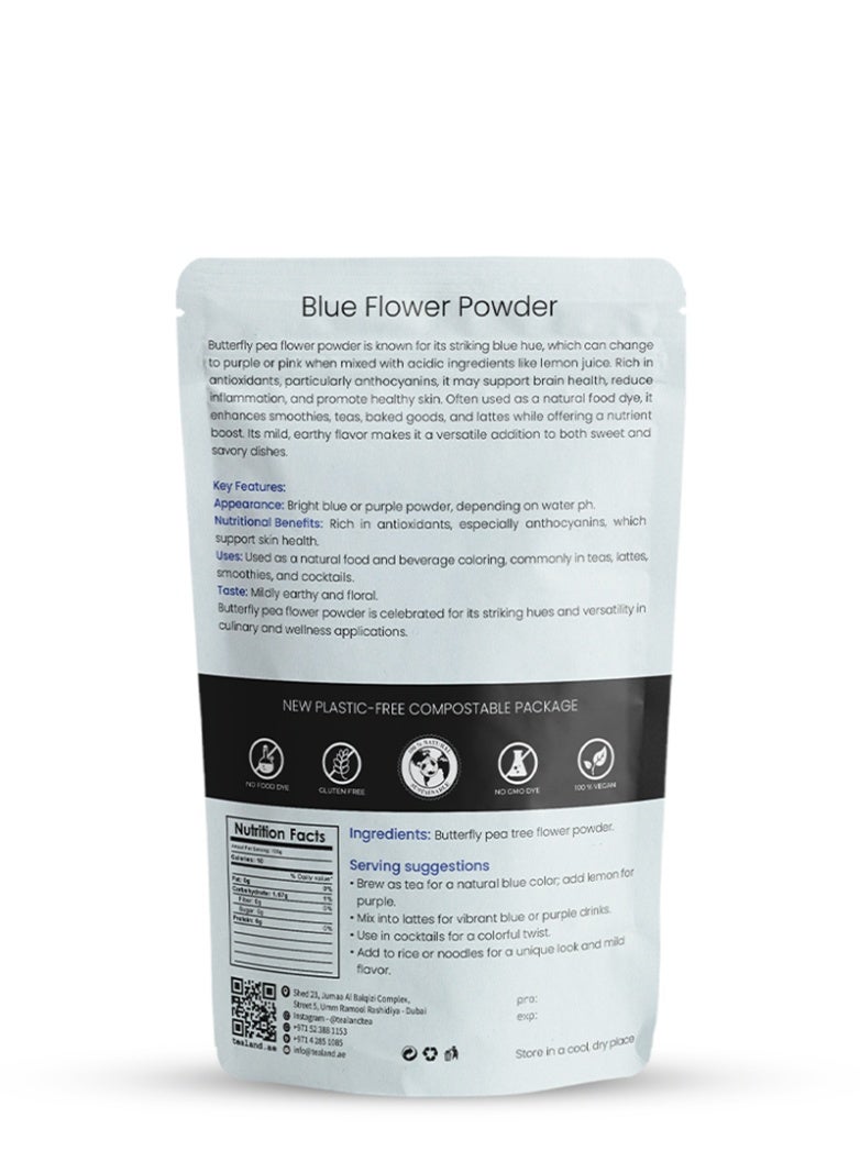 Tealand Organic Blue Flower Powder Natural Food Colouring GlutenFree Vegan Compostable Package 100g - Image 2
