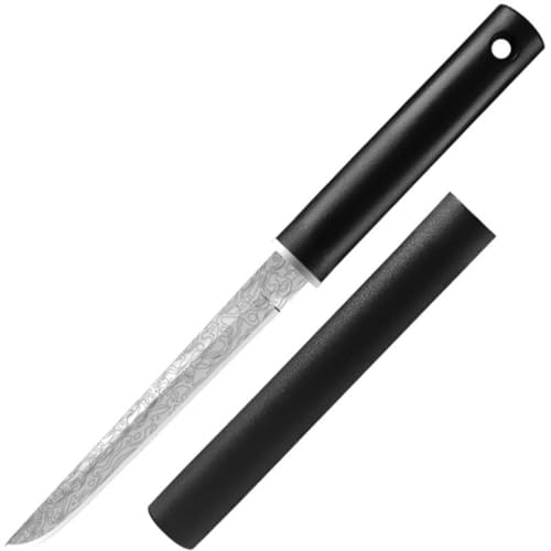 Kneefcy Black Handle Knife with Stainless Blade & Cover – Fruit Cutting, Vegetable Prep & Kitchen Utility Use | Compact Safe Cutter Tool with Plastic Grip & Easy Storage - Image 1