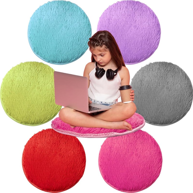 AMHSCOCA 6 Pcs Kids Carpet Circle Seats 16" Kids Classroom Rug Floor Cushions Round Soft Warm Floor Rug Mat for Classroom, Home School Story Time, Group Activity Educational Learning Playing Areas (6) - Image 1