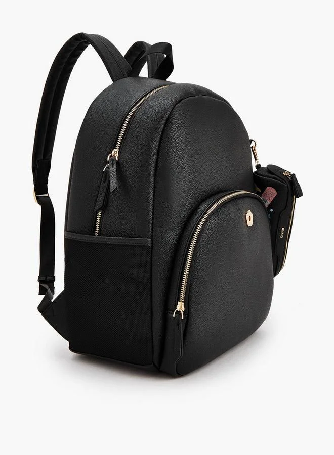 Missy BLACK Textured Backpack With Printed Pouch for Women | Best Price UAE