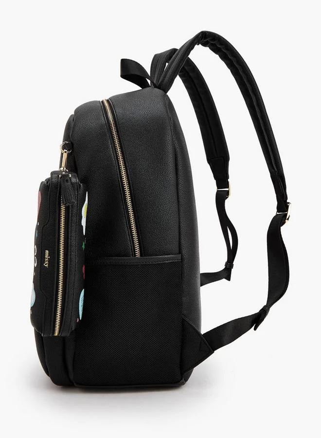 Missy BLACK Textured Backpack With Printed Pouch for Women | Best Price UAE
