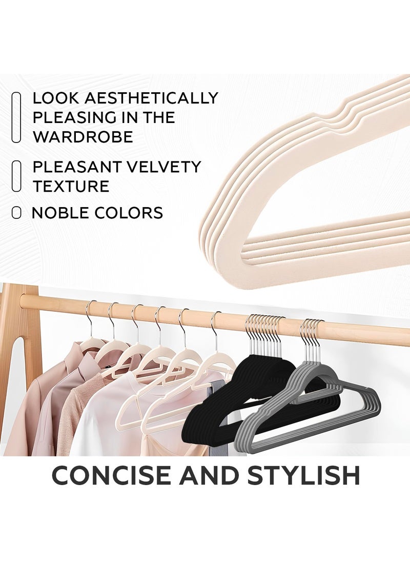 60 pcs Velvet Hangers Black Grey Ivory Colors with 360 Degree Rotatable Hook, Heavy Duty Non-Slip Clothes Felt Hangers for Wardrobe Shirt Pant Skirt Coats Dresses Jackets Hoodies - pzsku/ZA649D296F892632DC9E5Z/45/_/1732574301/0bfe305a-89a1-419f-8fad-6cf634d7c09f