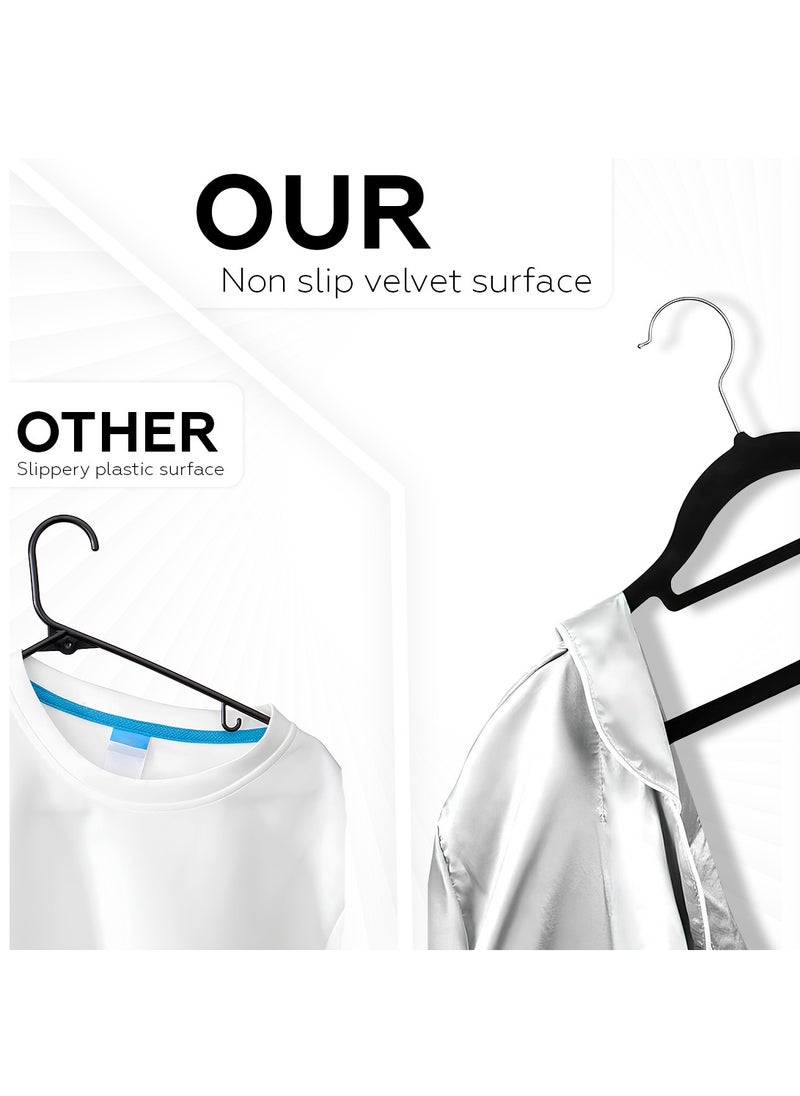 60 pcs Velvet Hangers Black Grey Ivory Colors with 360 Degree Rotatable Hook, Heavy Duty Non-Slip Clothes Felt Hangers for Wardrobe Shirt Pant Skirt Coats Dresses Jackets Hoodies - pzsku/ZA649D296F892632DC9E5Z/45/_/1732574302/11055c96-5306-47de-9672-a7e4772c9956