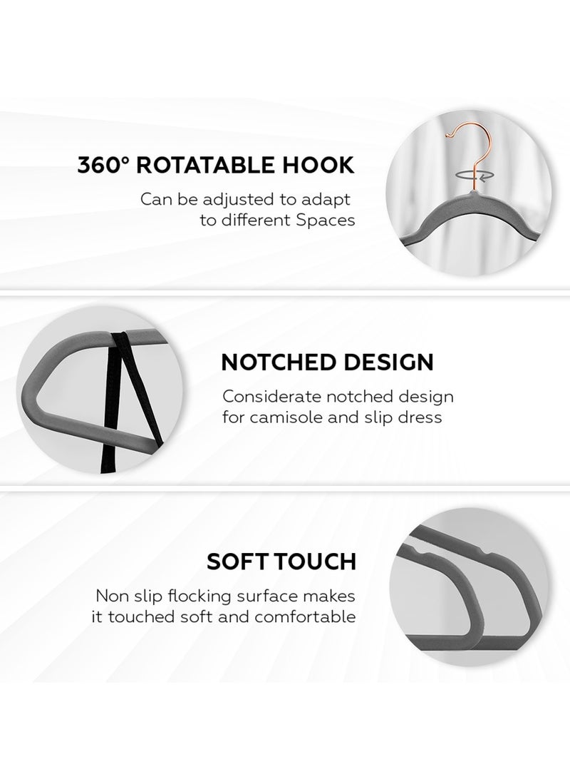60 pcs Velvet Hangers Black Grey Ivory Colors with 360 Degree Rotatable Hook, Heavy Duty Non-Slip Clothes Felt Hangers for Wardrobe Shirt Pant Skirt Coats Dresses Jackets Hoodies - pzsku/ZA649D296F892632DC9E5Z/45/_/1732574304/254a61a2-d918-488e-bf36-5b971e0b59a4