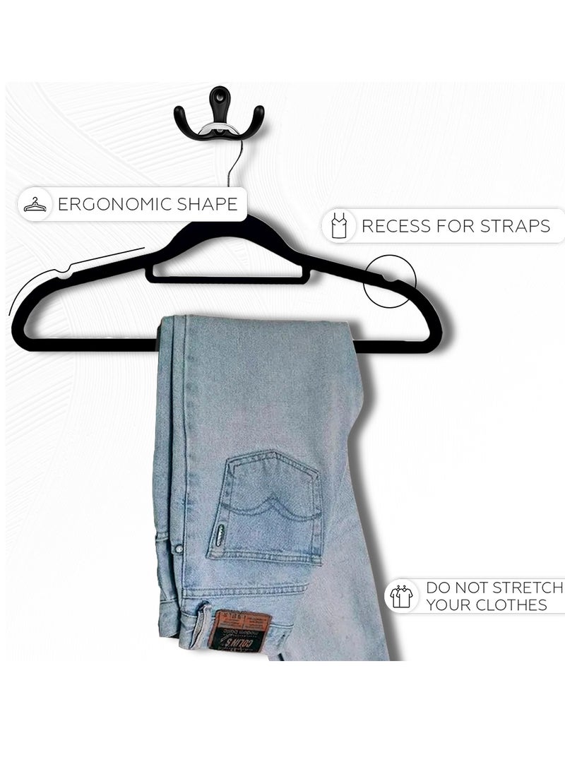 60 pcs Velvet Hangers Black Grey Ivory Colors with 360 Degree Rotatable Hook, Heavy Duty Non-Slip Clothes Felt Hangers for Wardrobe Shirt Pant Skirt Coats Dresses Jackets Hoodies - pzsku/ZA649D296F892632DC9E5Z/45/_/1732574353/dd761e40-b3bd-434d-8288-9679d35b0fd6