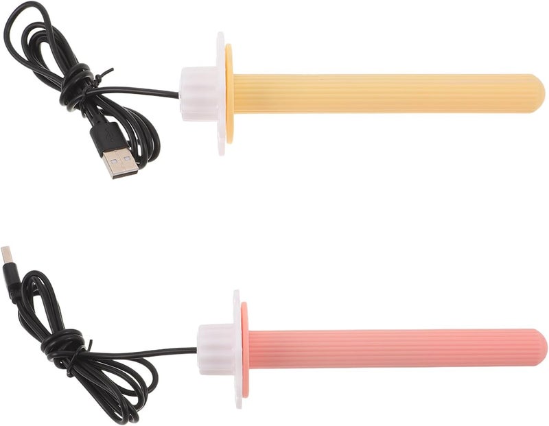قطعتان من مجثم الطيور المسخن عبر USB للقفص - قضبان تدفئة منصة الببغاء باللونين الوردي والأصفر، ملحقات سخان قفص الطيور للببغاوات والكوكتيل. - Image 1