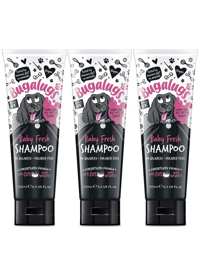 BUGALUGS - BUGALUGS Baby Fresh Dog Shampoo Dog Grooming Shampoo Products for Smelly Dogs with Baby Powder Scent, Best Puppy Shampoo Baby Fresh, Shampoo Conditioner, Vegan pet Shampoo Professional (3X 250ml) - Image 1