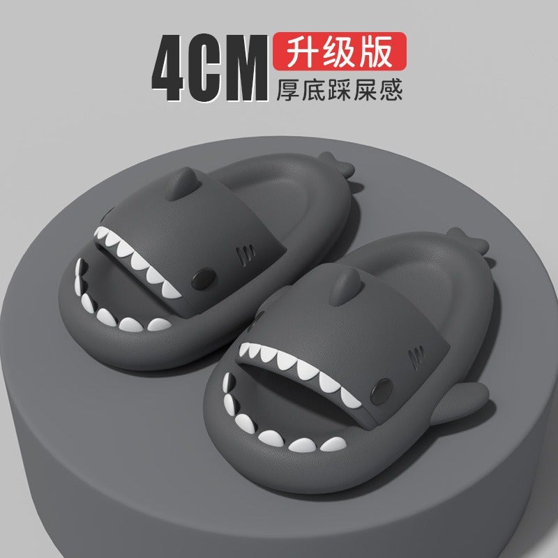 Chunky Sole Shark Couple Slippers Women's Squishy Sandals Men's Funny Indoor Outdoor Cute Cartoon Trendy Flip-Flops