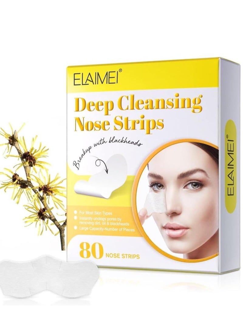 Elaimei Pore Strip Blackhead Remover, 80Pcs Nose Pore Strips for Deep Cleansing, Charcoal Blackhead Removal for All Skin Types  - Image 2