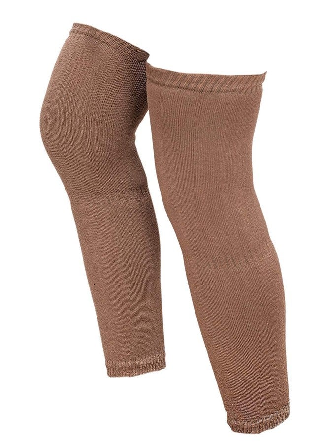 Missby® Unisex Brown Woolen Thermal Warm Elastic Knee Support Leg Warmer & Winter Protector Knee Cap (Pack of 2 Pairs) - Image 4