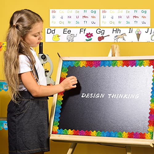 Geyee جيي 84 قطعة 83 قدم حدود لوحات الإعلانات في الفصل حواف قوس قزح ملصقات لاصقة ملونة للسبورة، 6 تصاميم (أسلوب لطيف) - Image 2