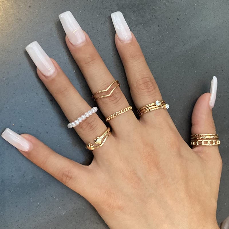 YEEZII 68 Pcs Gold Knuckle Rings Set for Women, Stackable Rings Boho Joint Finger Midi Ring Hollow Carved Crystal Stacking Rings Pack - Image 4