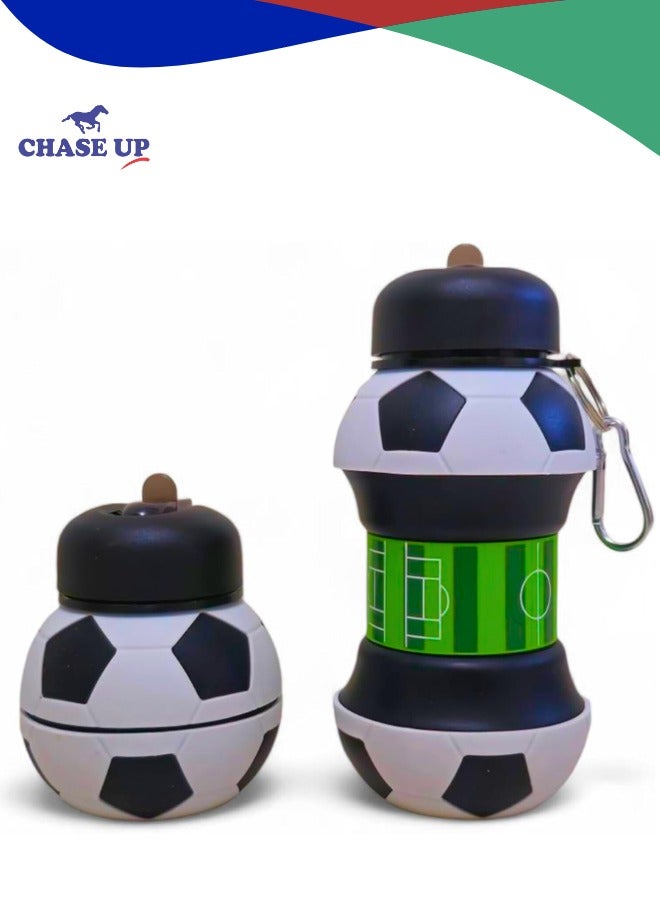 تشيس اب زجاجة ماء قابلة للطي للأطفال - خالية من مادة BPA، مانعة للتسرب، وسهلة الحمل | زجاجة ماء مرنة وقابلة للطي للأطفال للمدرسة والسفر والرياضة | كرة قدم وكرة سلة ممتعة - Image 1