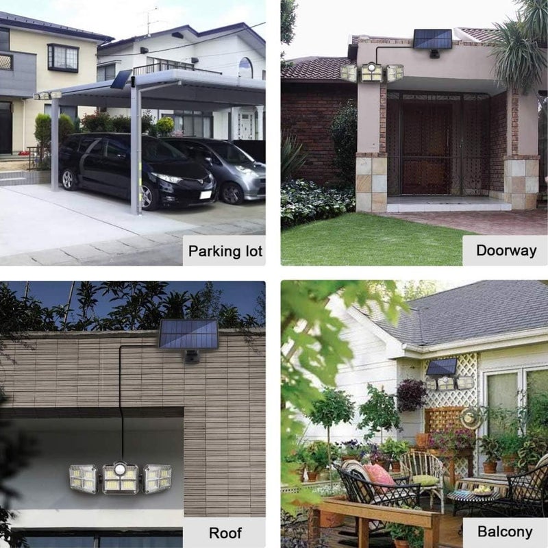 ويوبلز مصابيح شمسية، 122 مصباح LED، 2400 مللي أمبير، مصباح أمان شمسي، زاوية إضاءة واسعة 120 درجة، مقاوم للماء بمعيار IP65، يعمل بالطاقة الشمسية مع خاصية استشعار الحركة - Image 3