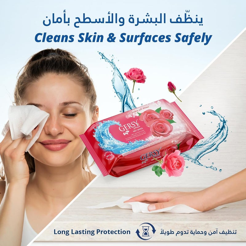 GERSY Wet Wipes - Rose Scent - Alcohol Free - 80 Count - Image 4