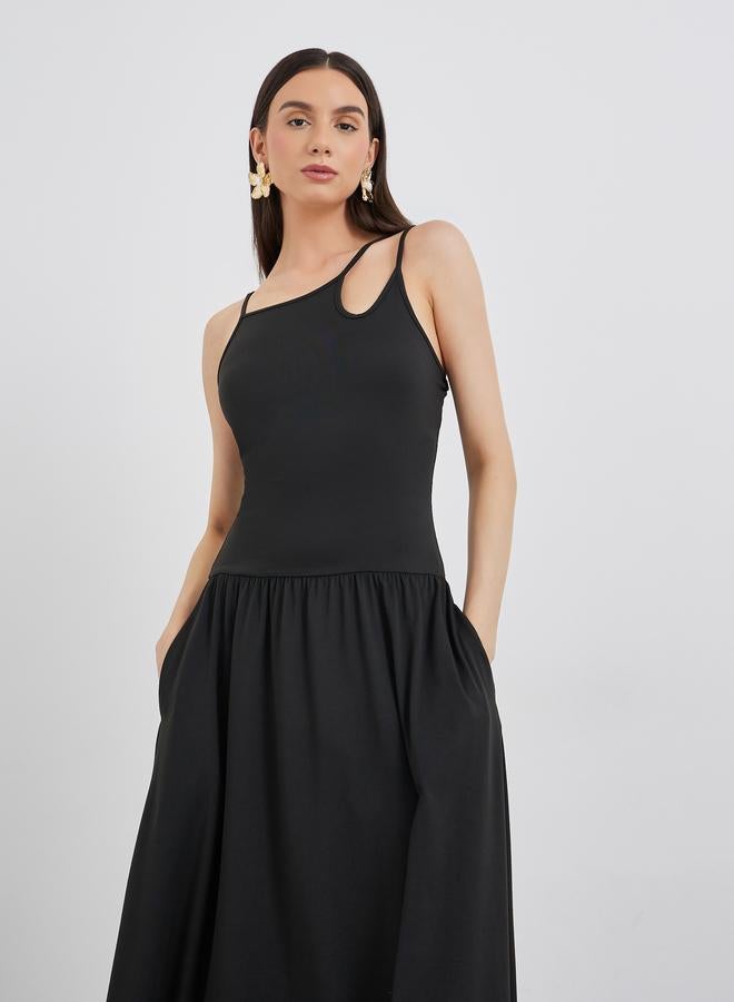 Take Two Asymmetric Neck Strappy Midi Dress - Image 3