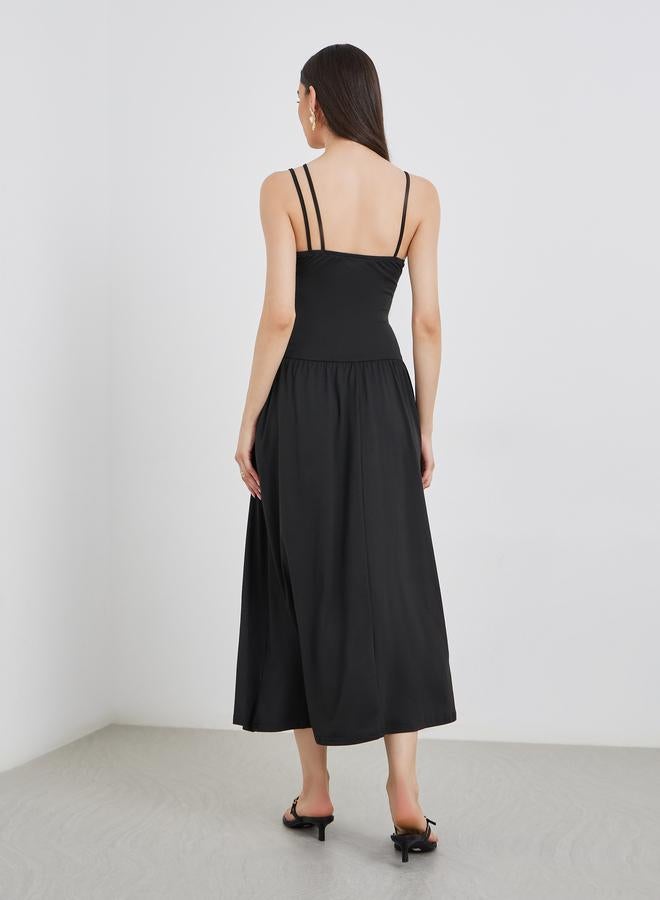 Take Two Asymmetric Neck Strappy Midi Dress - Image 5