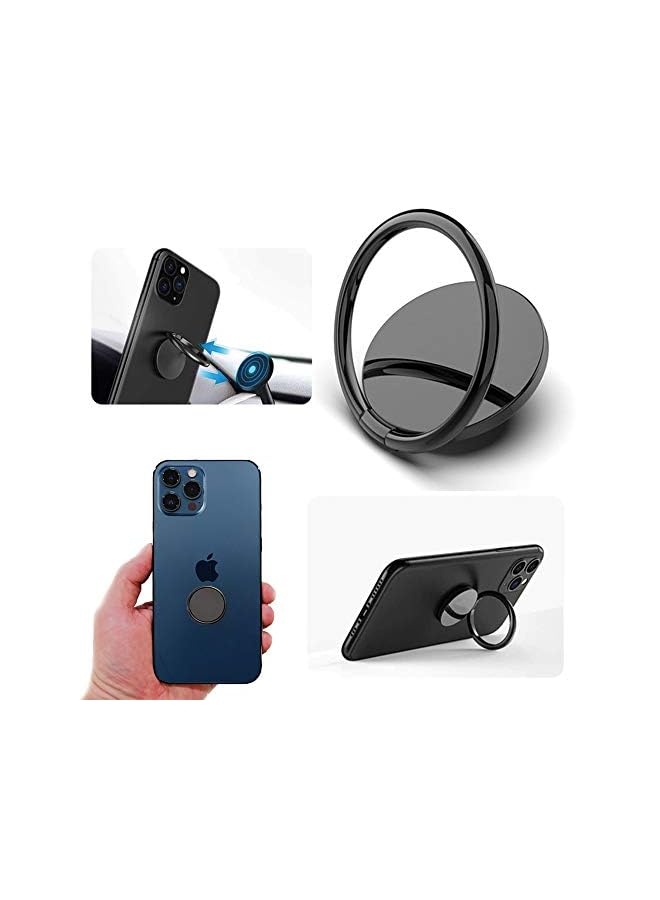 PROMASS Phone Ring Holder - 3M Adhesive Finger Kickstand 360° Rotating Mobile Hand Grip Compatible with Smartphones and Magnetic Car Mount Black Case - Image 2