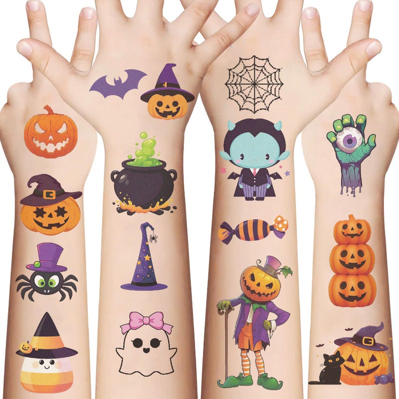Cartoon Halloween Temporary Tattoos for Kids, 10 Sheets - Image 4
