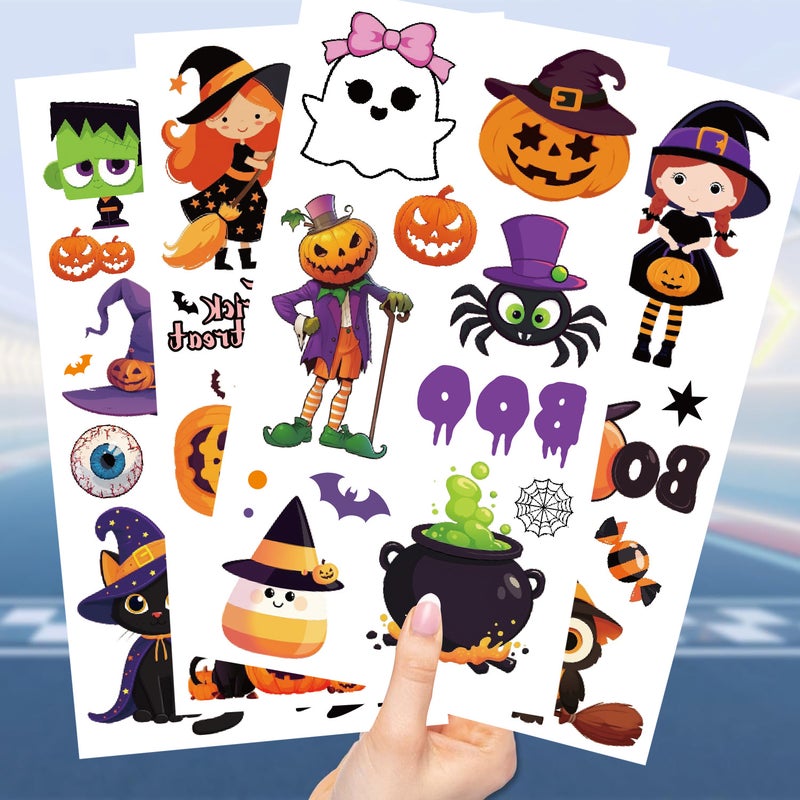 Cartoon Halloween Temporary Tattoos for Kids, 10 Sheets - Image 3