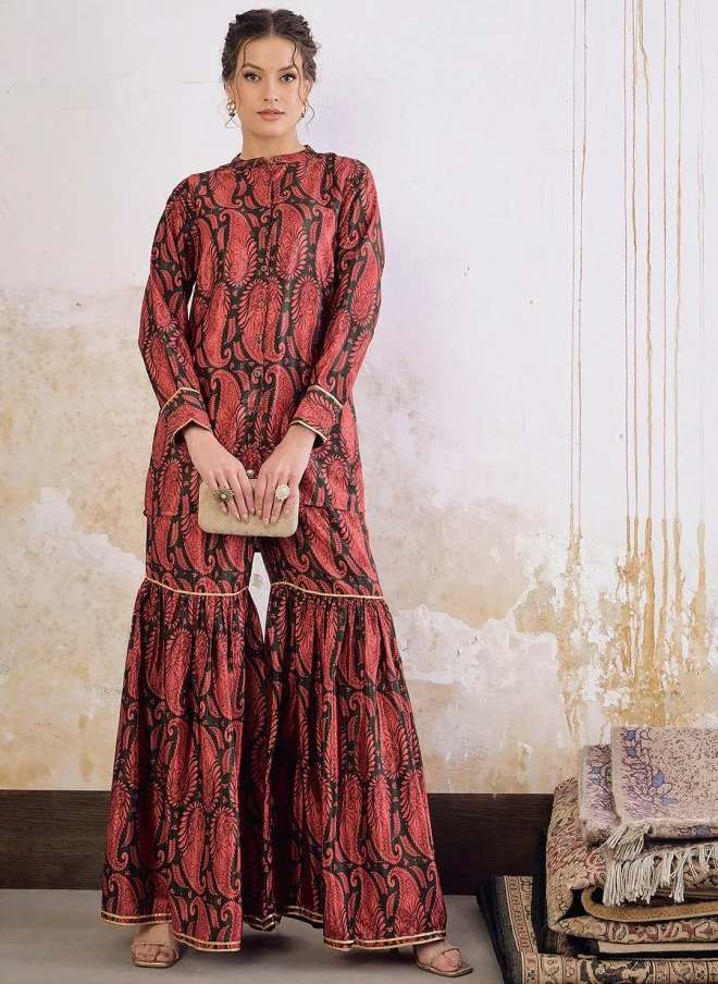 ساسافراس Printed Tunic & Sharara Set for Women