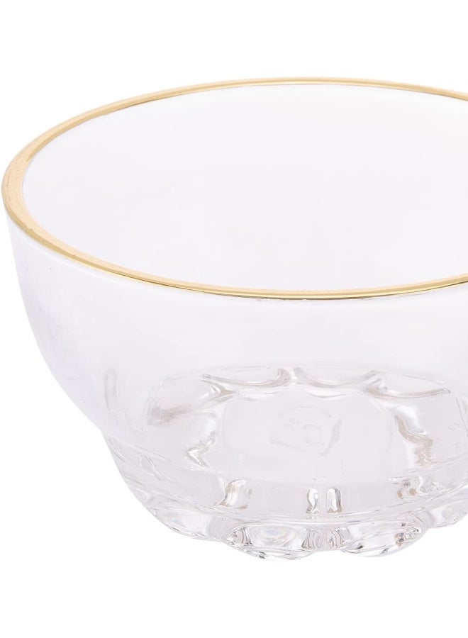AKDC 3Pcs Glass Bowl L(8CM) XW(8CM) XH(5CM) Transparent, Gold - Image 2