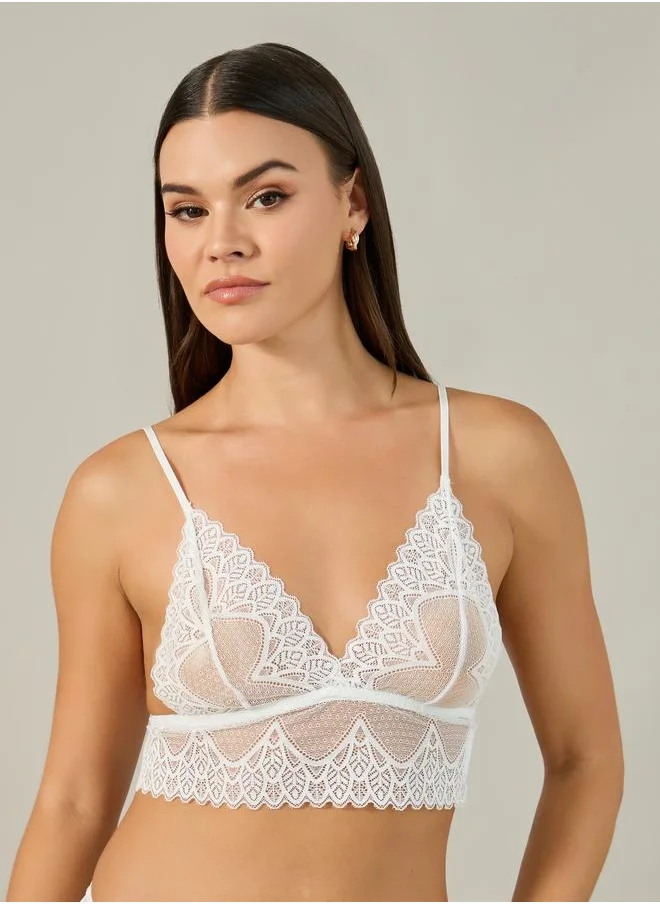 ستايلي Styli Lace Bralette and Full Bottom Lingerie Set