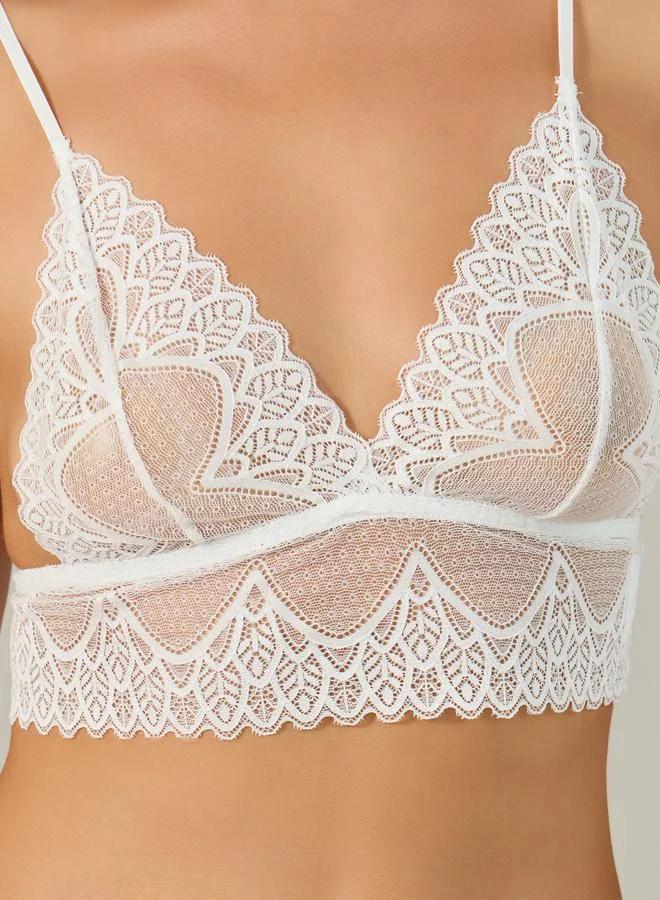 Styli Styli Lace Bralette and Full Bottom Lingerie Set