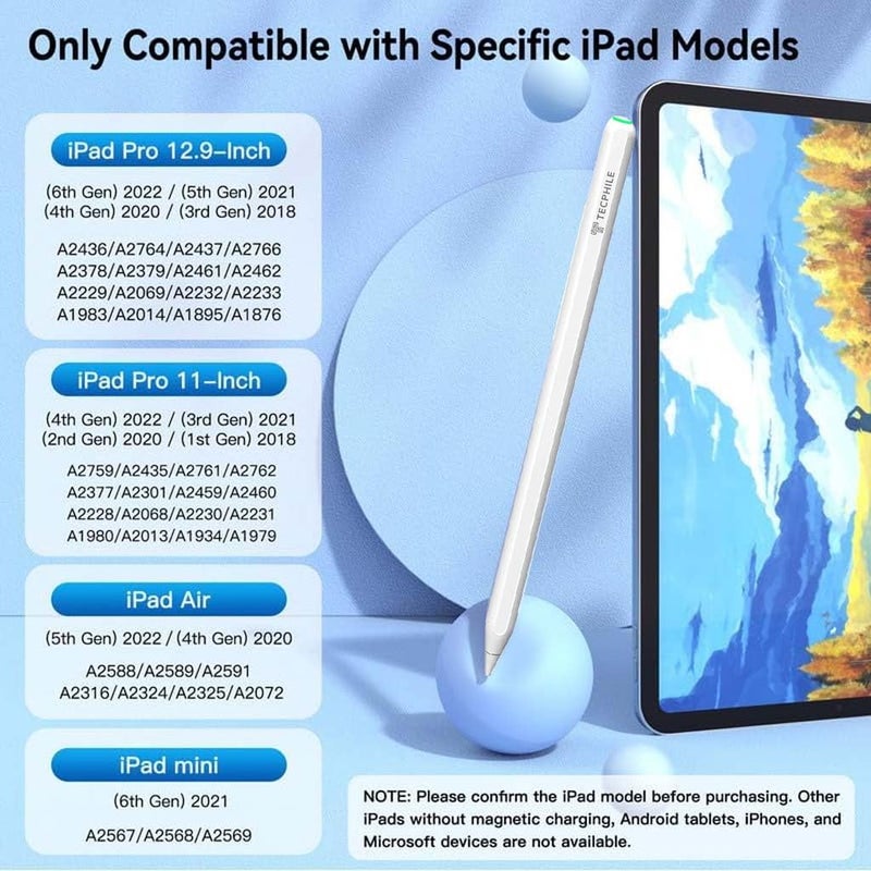 TECPHILE iPad Pencil for iPad Compatible with 10th Gen, iPad Pro 11/12.9, iPad Air 5th/4th Gen, Apple iPad 2018–2022 with Wireless Charging, Bluetooth, Palm Rejection & Tilt Sensitivity - Image 4