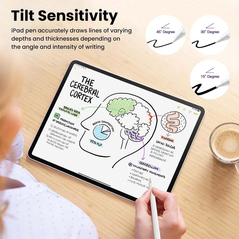 TECPHILE iPad Pencil for iPad Compatible with 10th Gen, iPad Pro 11/12.9, iPad Air 5th/4th Gen, Apple iPad 2018–2022 with Wireless Charging, Bluetooth, Palm Rejection & Tilt Sensitivity - Image 5