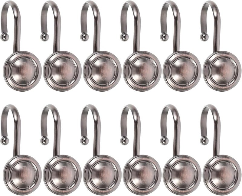 Antique Bronze Shower Curtain Hooks 12Pcs Rust Resistant Bathroom Accessories - Image 1