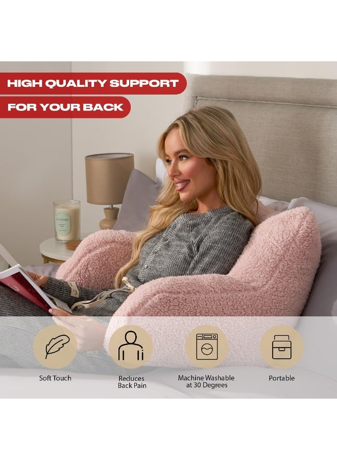 ohs وسادة دبدوب أوه إتش إس الوردية للقراءة وسائد سرير فائقة النعومة مريحة مع دعم للأذرع وسائد للجلوس في السرير وسادة دبدوب للبالغين - Image 4