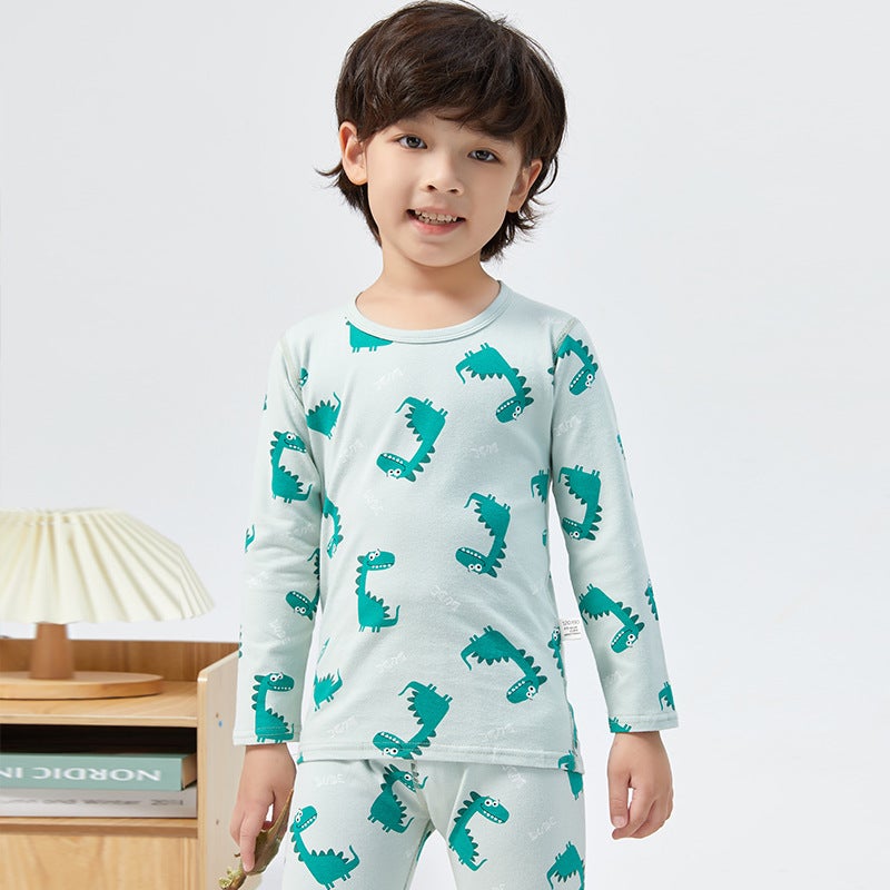 Children's Lycra Underwear Set Seamless Thermal Tops and Pants Pure Spring and Autumn Style Lycra Cotton Loungewear Children's Clothing Antibacterial and Warm - Image 3