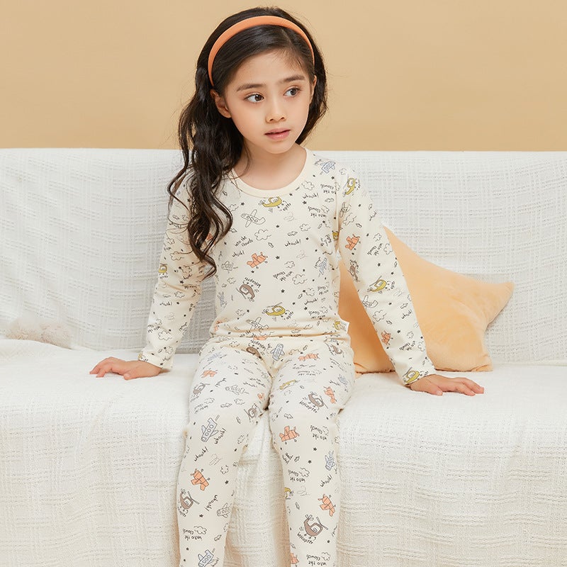 Children's Lycra Underwear Set Seamless Thermal Tops and Pants Pure Spring and Autumn Style Lycra Cotton Loungewear Children's Clothing Antibacterial and Warm - Image 5