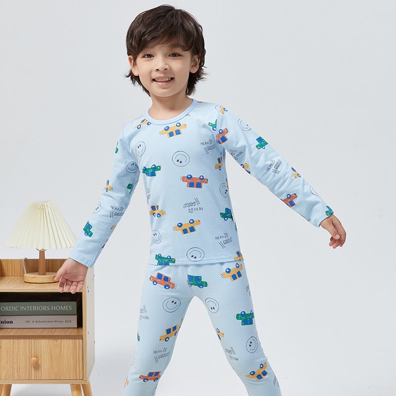 Children's Lycra Underwear Set Seamless Thermal Tops and Pants Pure Spring and Autumn Style Lycra Cotton Loungewear Children's Clothing Antibacterial and Warm - Image 4