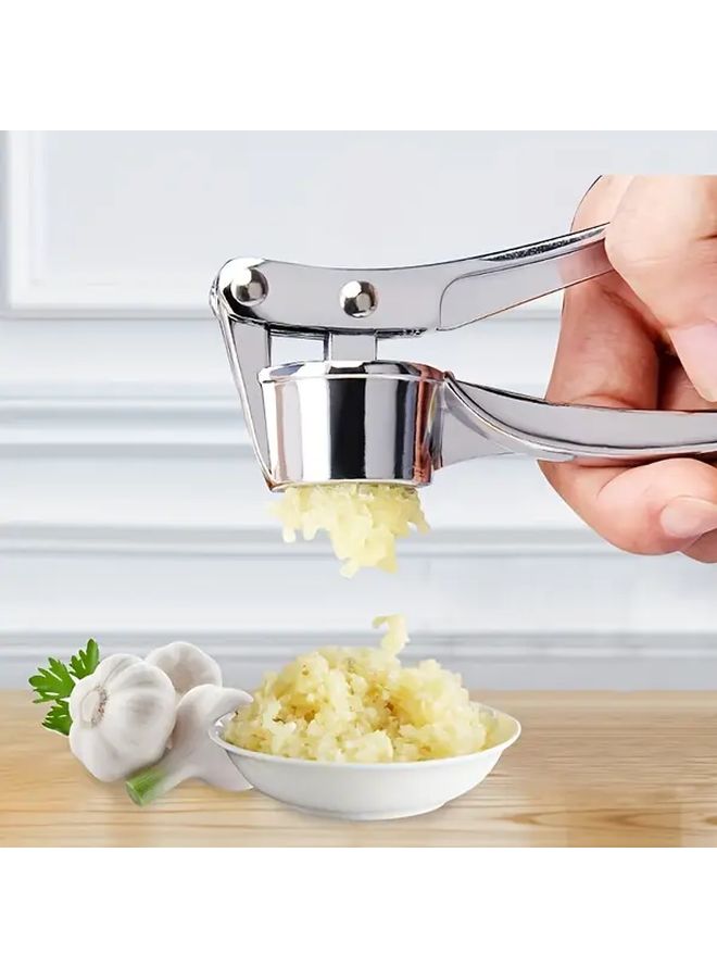 Stainless Steel Garlic Press Heavy Duty Manual Crusher Multi Functional Mincer Silvery - Image 1